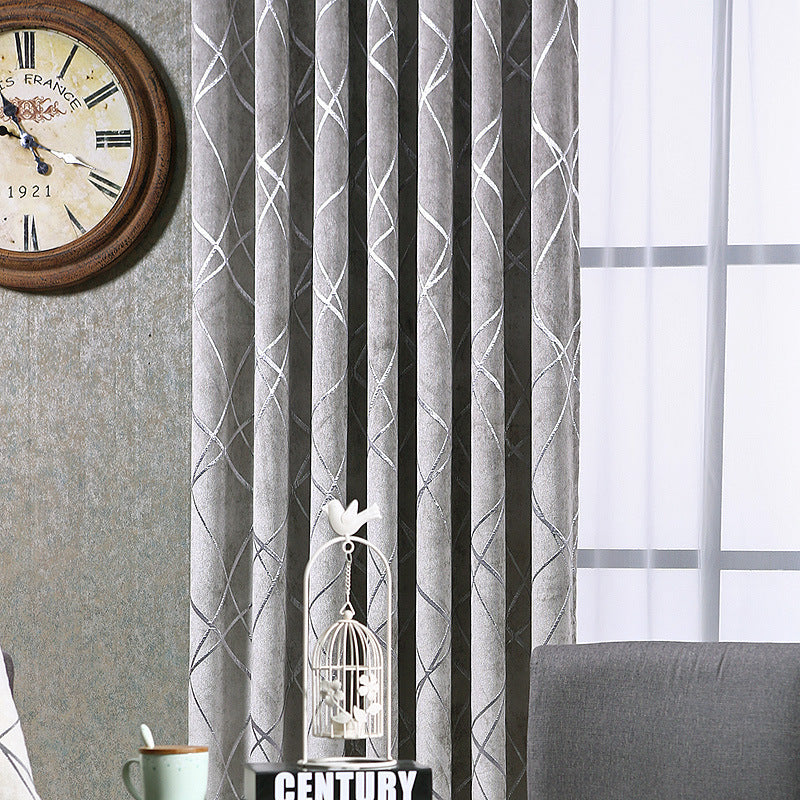 Solid Color Modern Chenille Blackout Curtains for Living Room