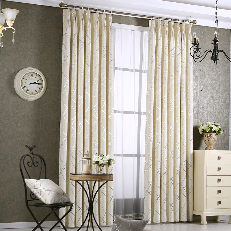 Solid Color Modern Chenille Blackout Curtains for Living Room