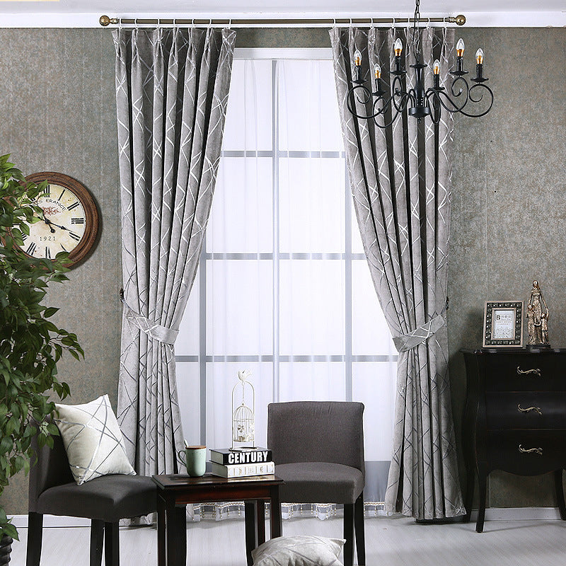 Solid Color Modern Chenille Blackout Curtains for Living Room