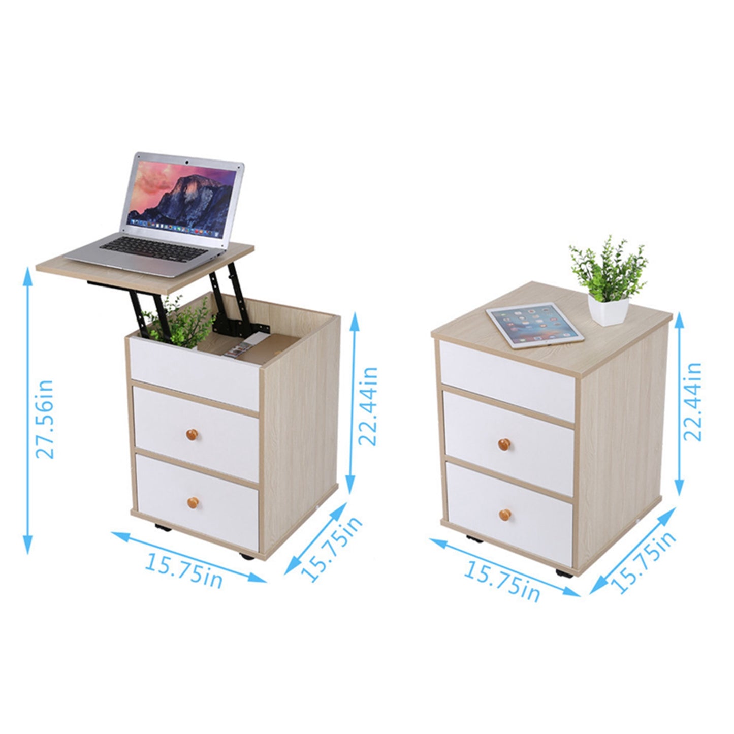 Storage Cabinet Bedroom Bedside Removable Locker Lifting Table Nightstand