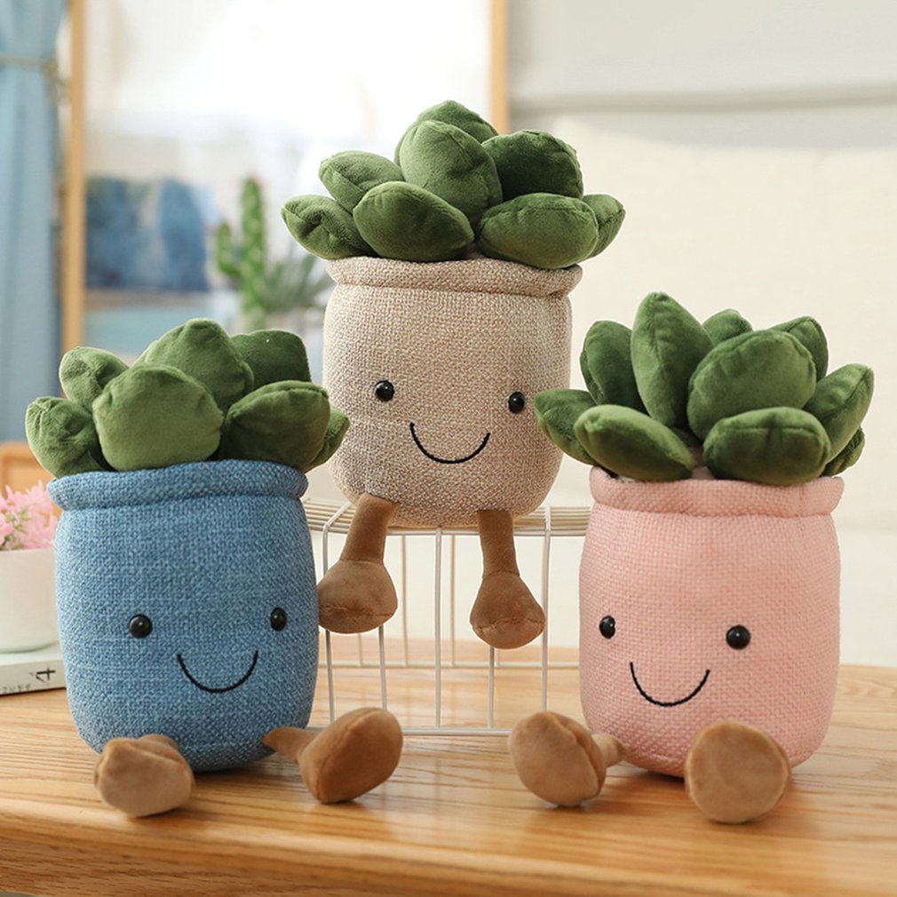 Succulent Plants Plush Stuffed Toys Lifelike Succulent Plants Plush Stuffed Decoration Toy Potted Succulent Plants