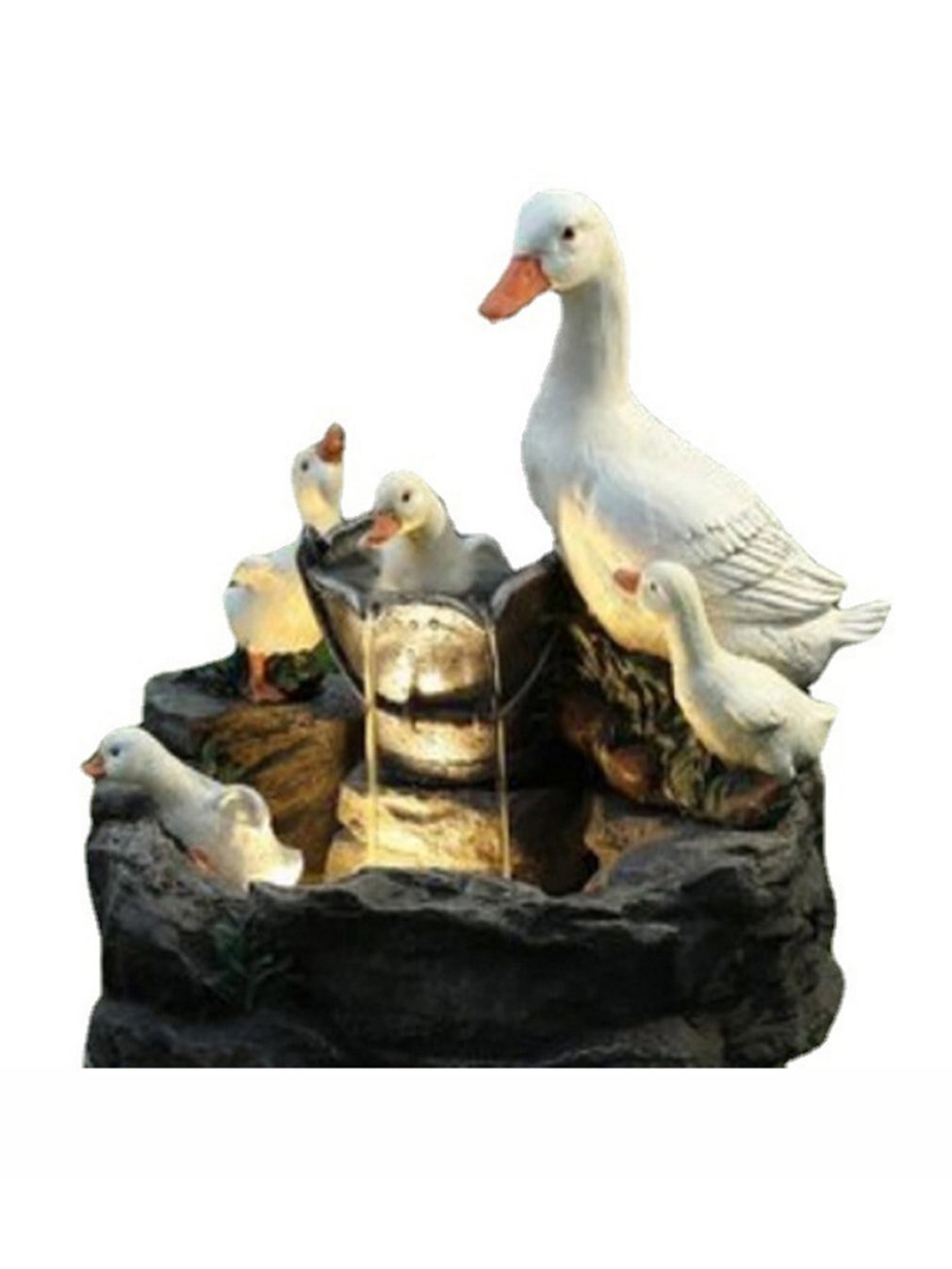 Solar Power Resin Duck Family Patio Fountain Garden Decoration Outdoor Landscape