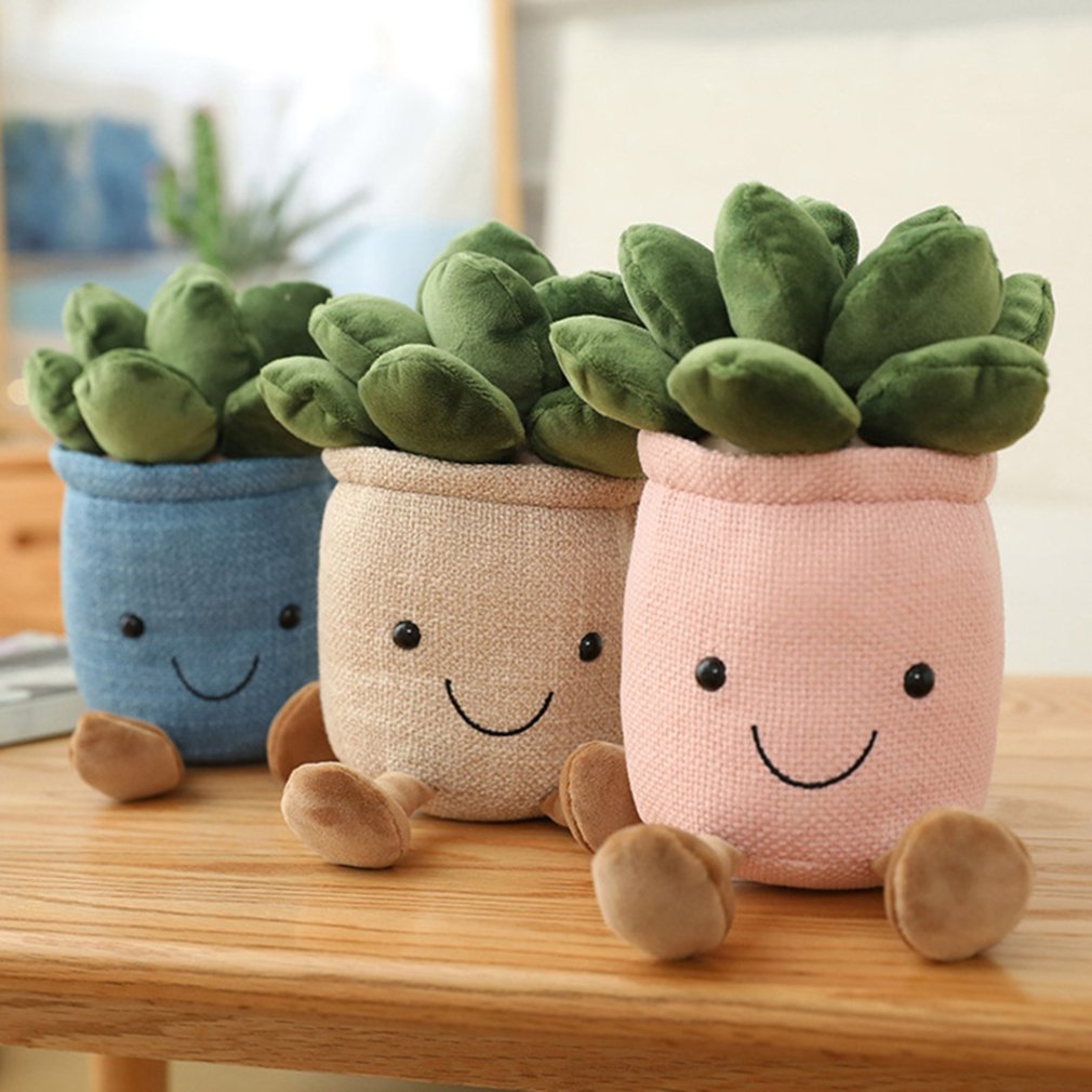 Succulent Plants Plush Stuffed Toys Lifelike Succulent Plants Plush Stuffed Decoration Toy Potted Succulent Plants