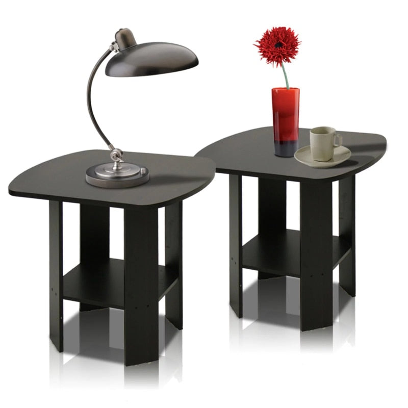 Set of 2 Simple Design End/Side Table, Espresso Crafted of Sturdy Engineered Coffee Tables Living Room Furniture