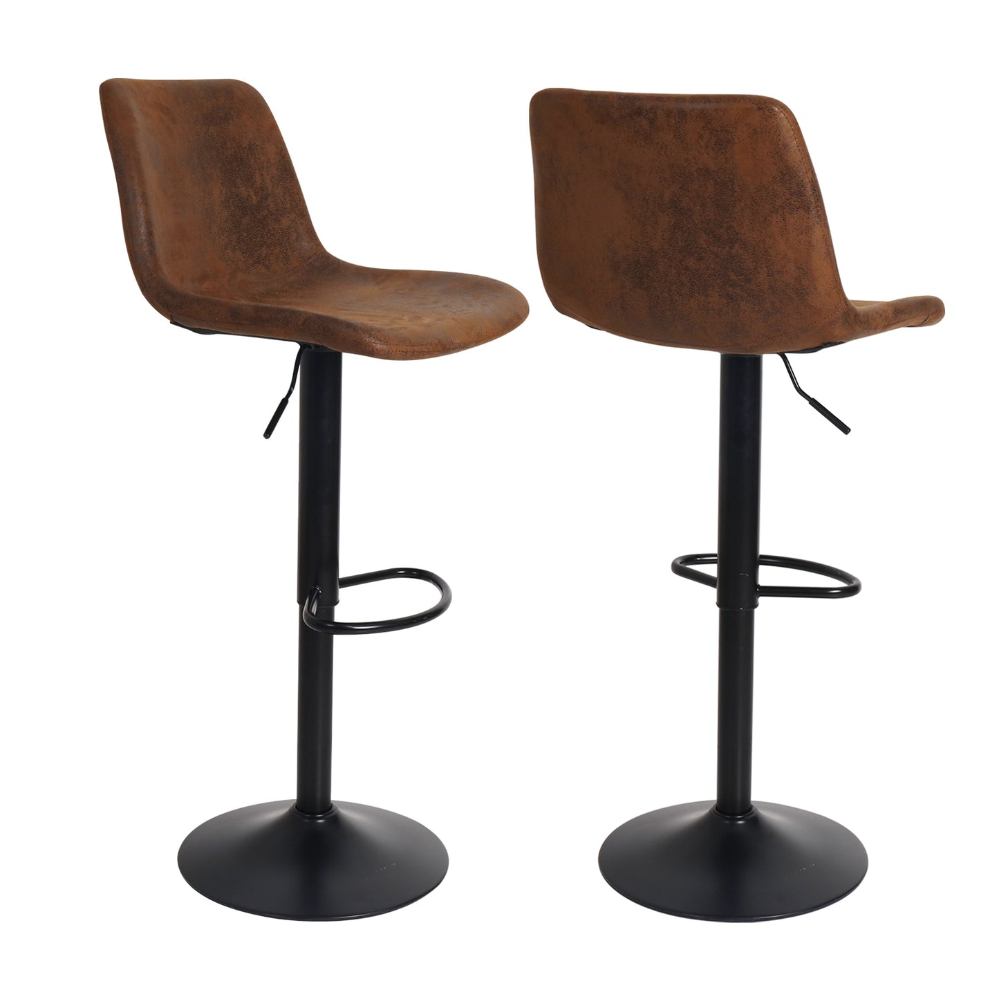 Set of 2 Bar Stools Swivel Barstool Chairs with Back, Adjustable Height Bar Chairs, Modern Pub Kitchen Counter Height