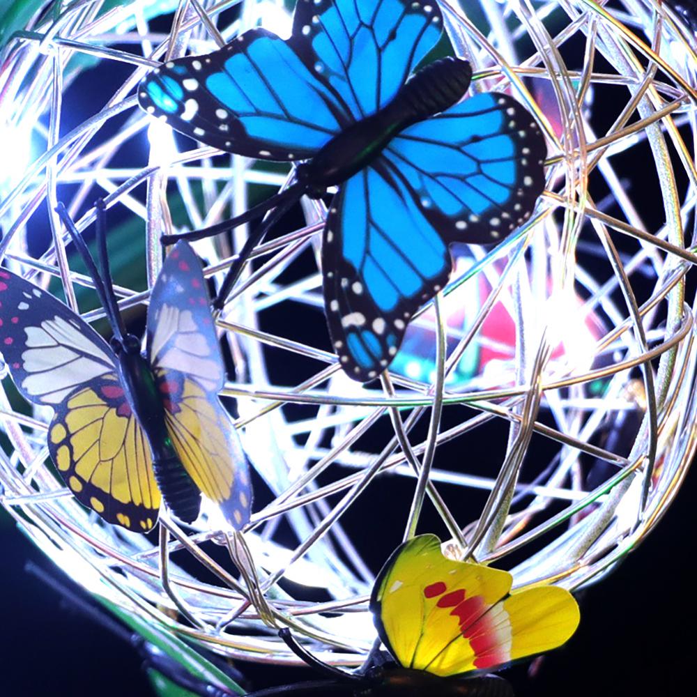 Solar Butterfly Ball Light Waterproof Metal Weaving Hanging Nightlight Lamp For Garden Courtyard Outdoor Decoration Tools