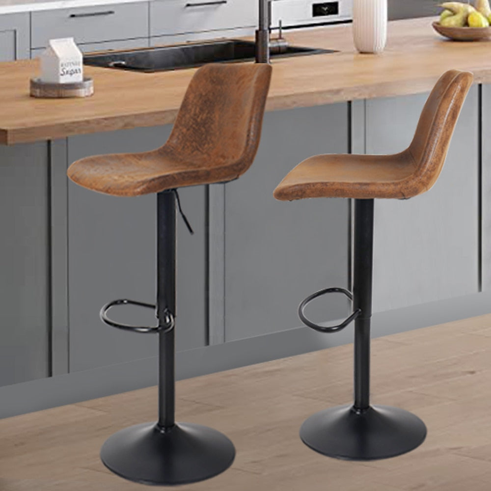 Set of 2 Bar Stools Swivel Barstool Chairs with Back, Adjustable Height Bar Chairs, Modern Pub Kitchen Counter Height