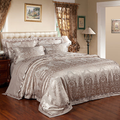 Ice Silk Jacquard Luxury Bedding Set | High-end Linen & Cotton