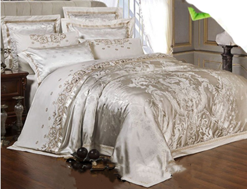Ice Silk Jacquard Luxury Bedding Set | High-end Linen & Cotton