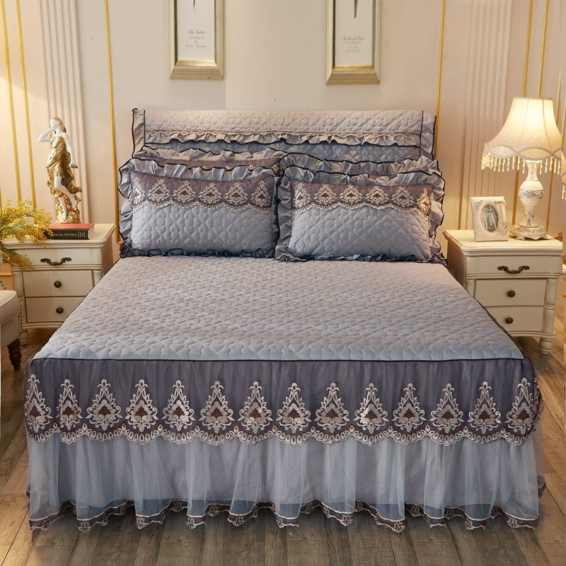 Quilted Lace Bed Skirt for Elegant Bed Liners