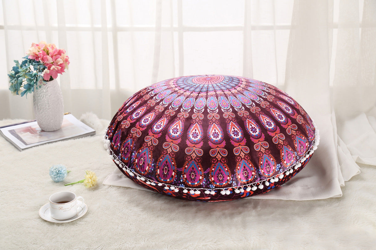 Colorful Mandala Floor Pillow - Bohemian Meditation Cushion