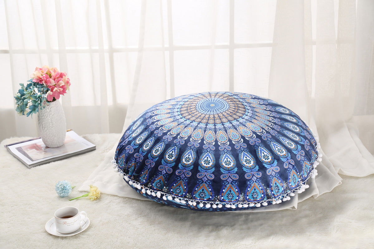 Colorful Mandala Floor Pillow - Bohemian Meditation Cushion