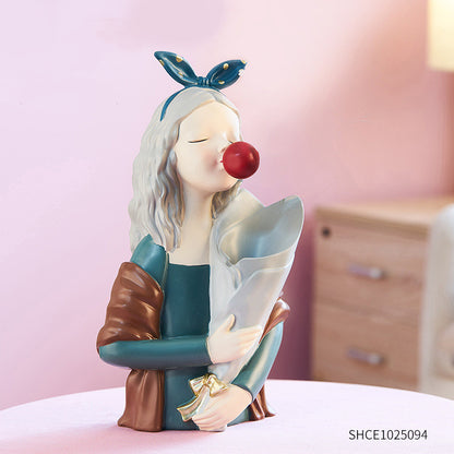 Girl Figurine Resin Sculpture | Abstract Art | Nordic Home Decor