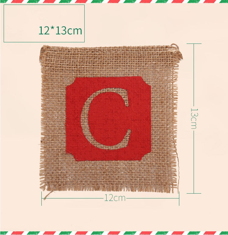 Merry Christmas Sackcloth Flag Banner - Christmas Holiday Banner Decoration