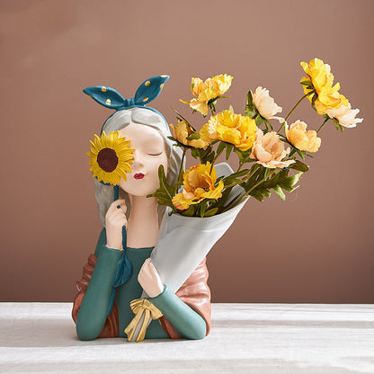 Girl Figurine Resin Sculpture | Abstract Art | Nordic Home Decor