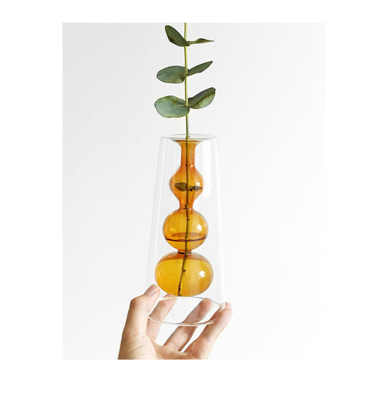 Gourd-Shaped Retro Stained Glass Hydroponic Vase