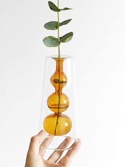 Gourd-Shaped Retro Stained Glass Hydroponic Vase