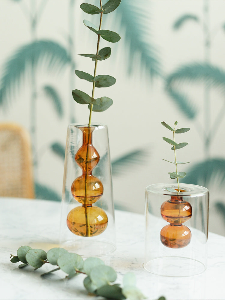 Gourd-Shaped Retro Stained Glass Hydroponic Vase