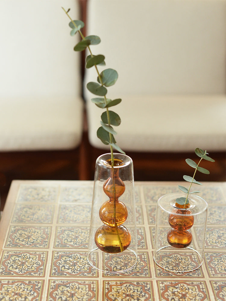 Gourd-Shaped Retro Stained Glass Hydroponic Vase