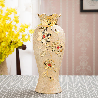 Gold Electroplated Ceramic Vase - Luxury Living Room Decor