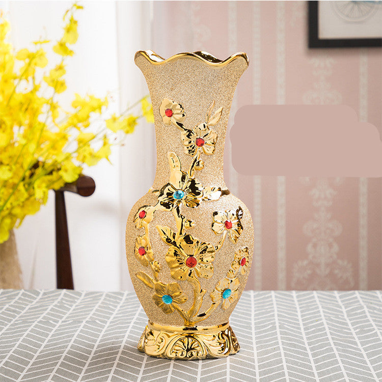 Gold Electroplated Ceramic Vase - Luxury Living Room Decor