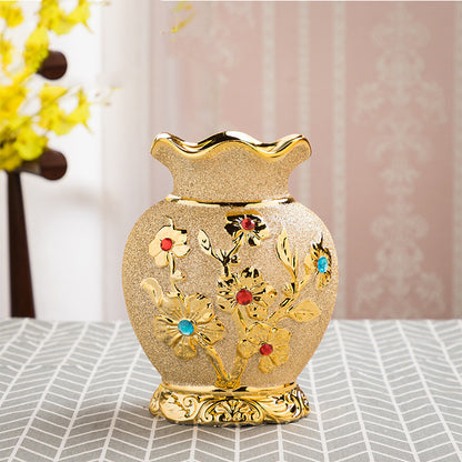 Gold Electroplated Ceramic Vase - Luxury Living Room Decor