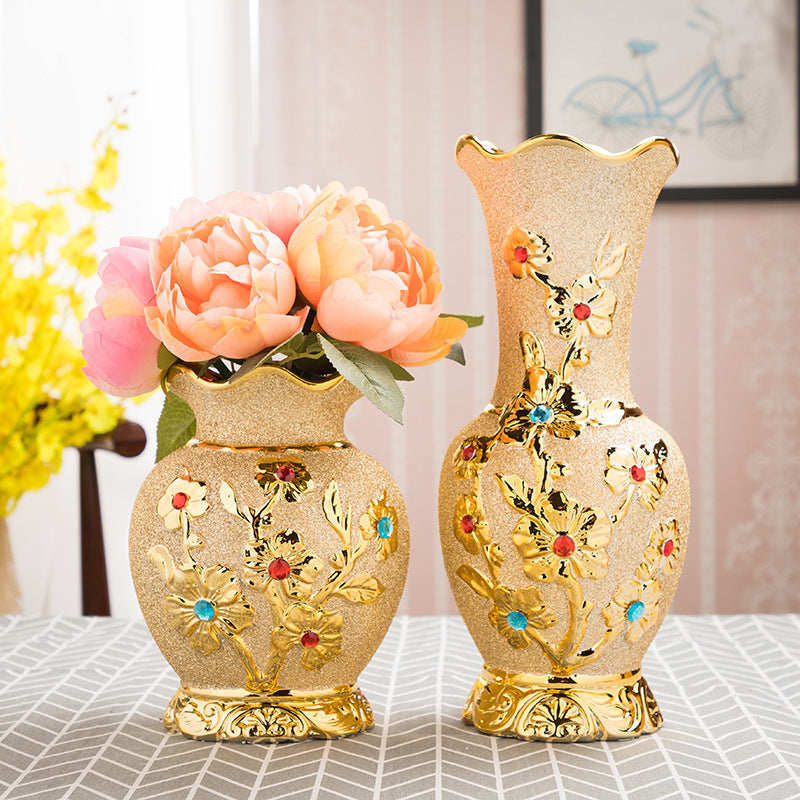 Gold Electroplated Ceramic Vase - Luxury Living Room Decor