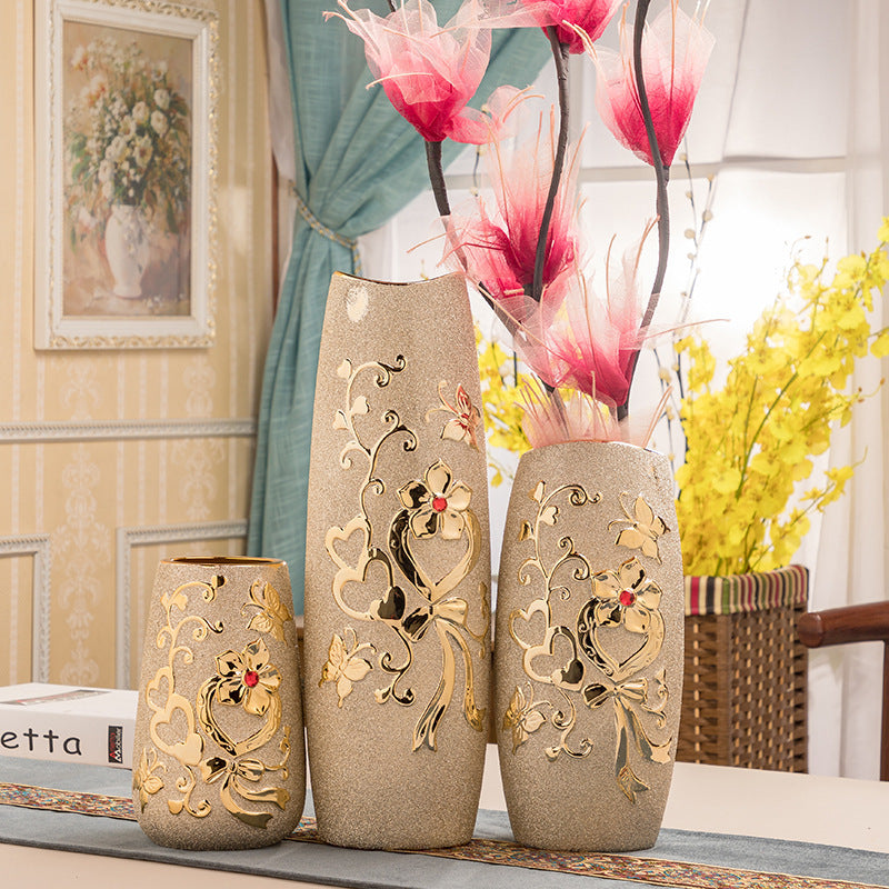 Gold Electroplated Ceramic Vase - Luxury Living Room Decor