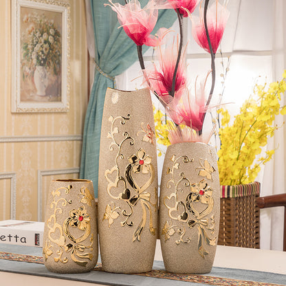 Gold Electroplated Ceramic Vase - Luxury Living Room Decor