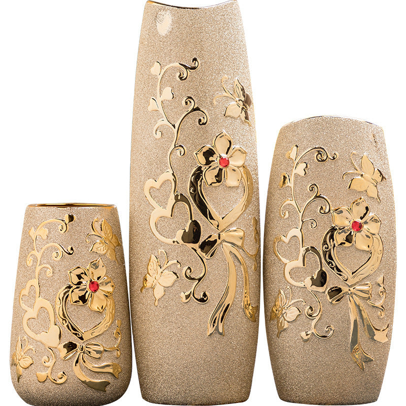 Gold Electroplated Ceramic Vase - Luxury Living Room Decor
