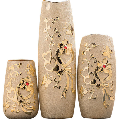 Gold Electroplated Ceramic Vase - Luxury Living Room Decor