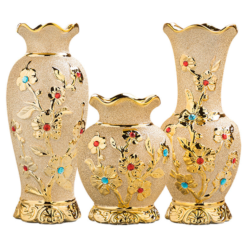 Gold Electroplated Ceramic Vase - Luxury Living Room Decor