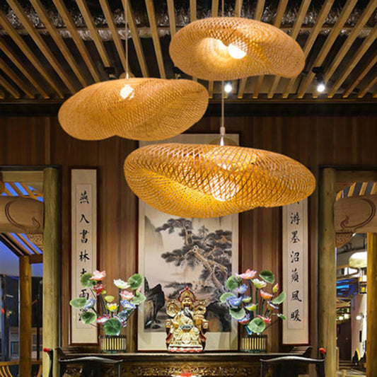 Elegant Bamboo Chandelier - Chinese Zen Tea Room Hanging Lamp