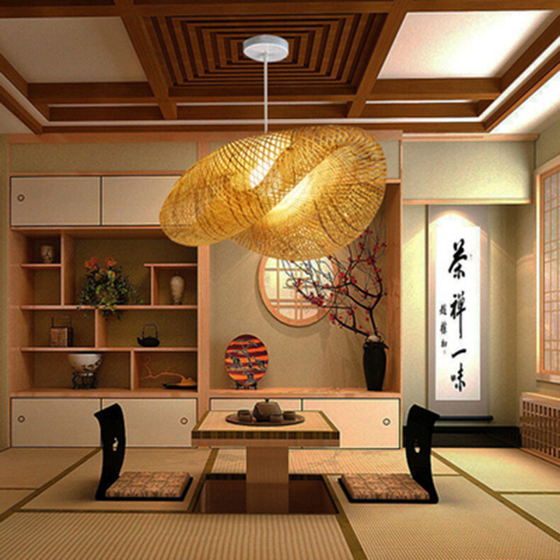 Elegant Bamboo Chandelier - Chinese Zen Tea Room Hanging Lamp