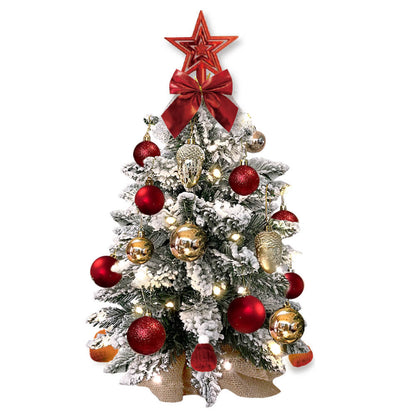 2ft Mini Christmas Tree with Lights - Flocked Snow Tabletop Holiday Decoration