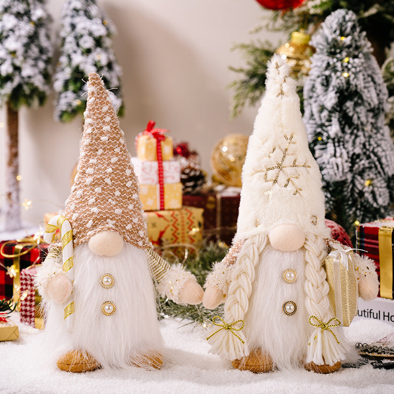 Christmas Fabric Faceless Doll Ornament – Holiday Home Decoration