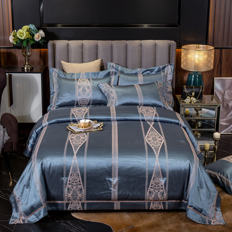 Ice Silk Jacquard Luxury Bedding Set | High-end Linen & Cotton