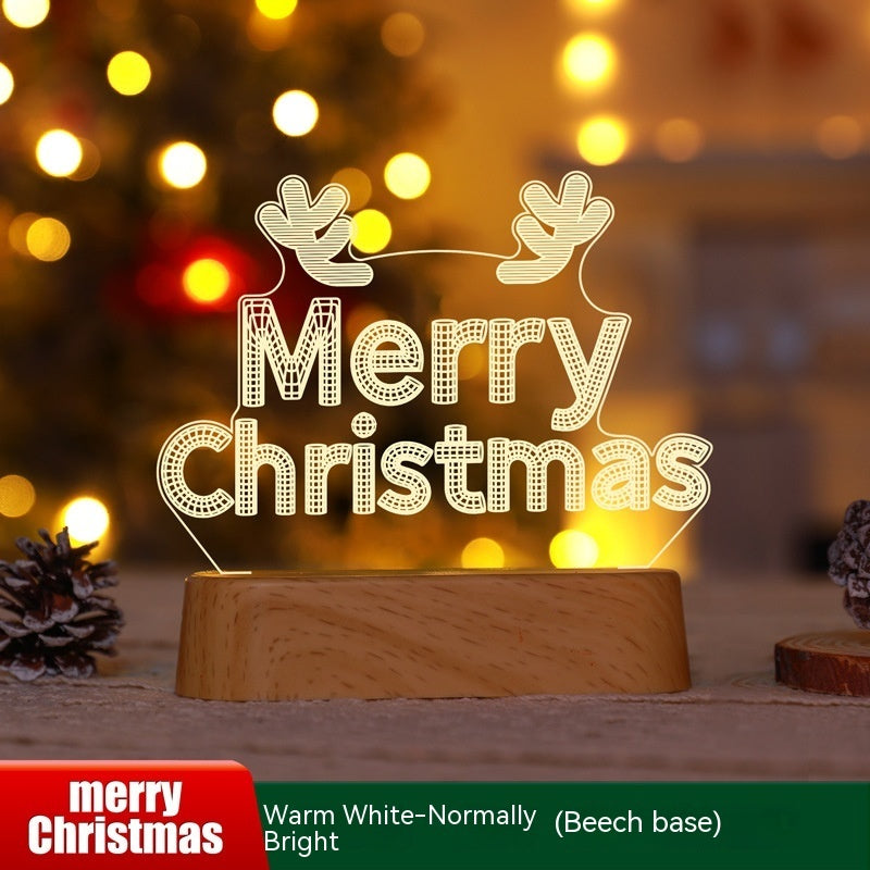 3D Acrylic LED Christmas Lamp - Night Light for Holidays, Kids Gifts, and Home Decor