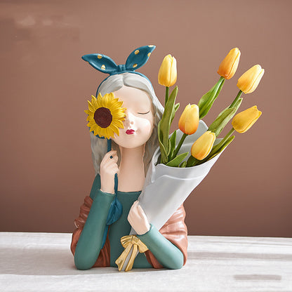 Girl Figurine Resin Sculpture | Abstract Art | Nordic Home Decor