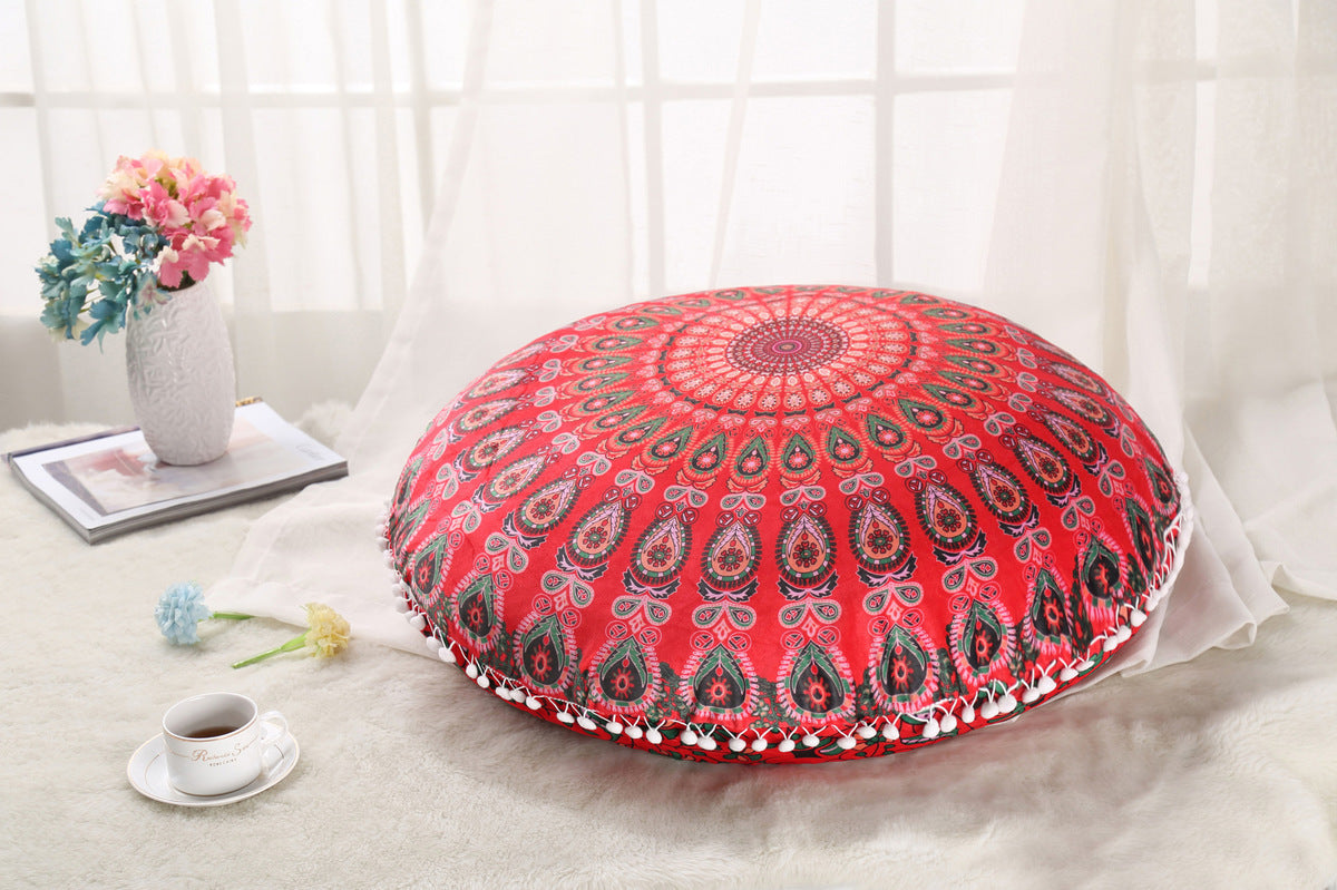 Colorful Mandala Floor Pillow - Bohemian Meditation Cushion