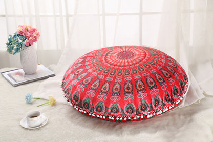 Colorful Mandala Floor Pillow - Bohemian Meditation Cushion