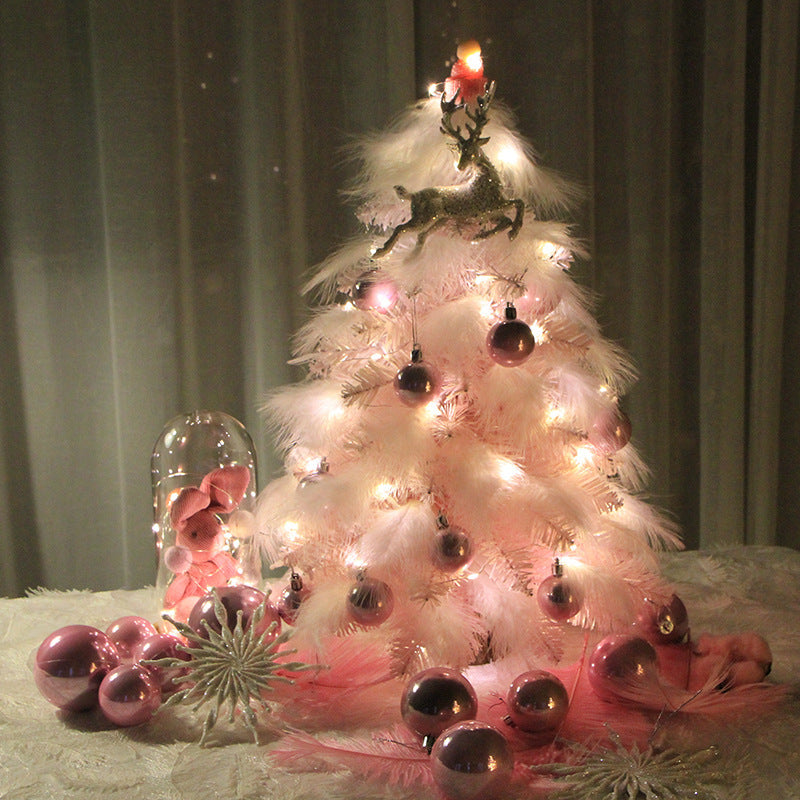 Pink Feather Christmas Tree Ornament – Small Desktop Holiday Decoration