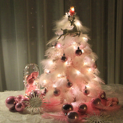Pink Feather Christmas Tree Ornament – Small Desktop Holiday Decoration