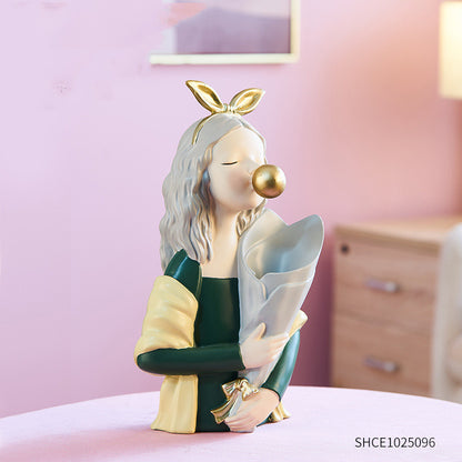 Girl Figurine Resin Sculpture | Abstract Art | Nordic Home Decor