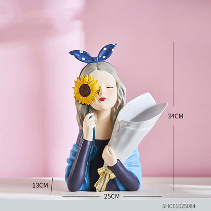Girl Figurine Resin Sculpture | Abstract Art | Nordic Home Decor