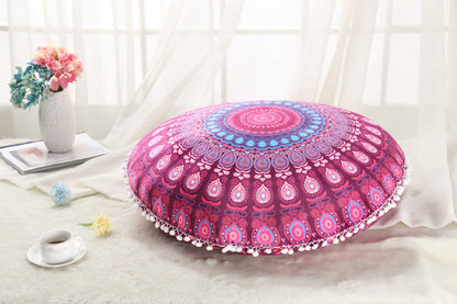 Colorful Mandala Floor Pillow - Bohemian Meditation Cushion