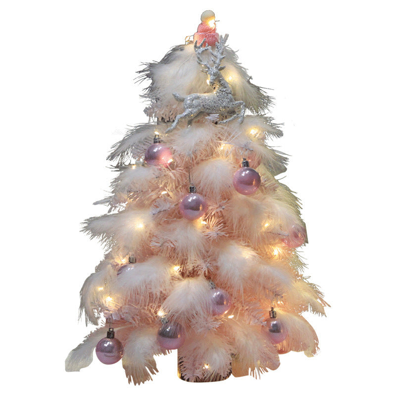Pink Feather Christmas Tree Ornament – Small Desktop Holiday Decoration