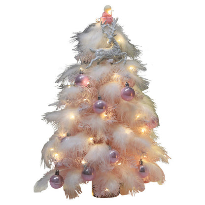 Pink Feather Christmas Tree Ornament – Small Desktop Holiday Decoration