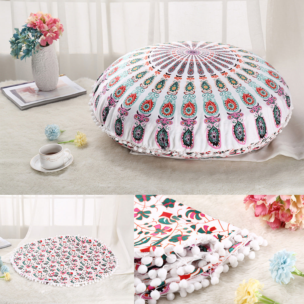 Colorful Mandala Floor Pillow - Bohemian Meditation Cushion