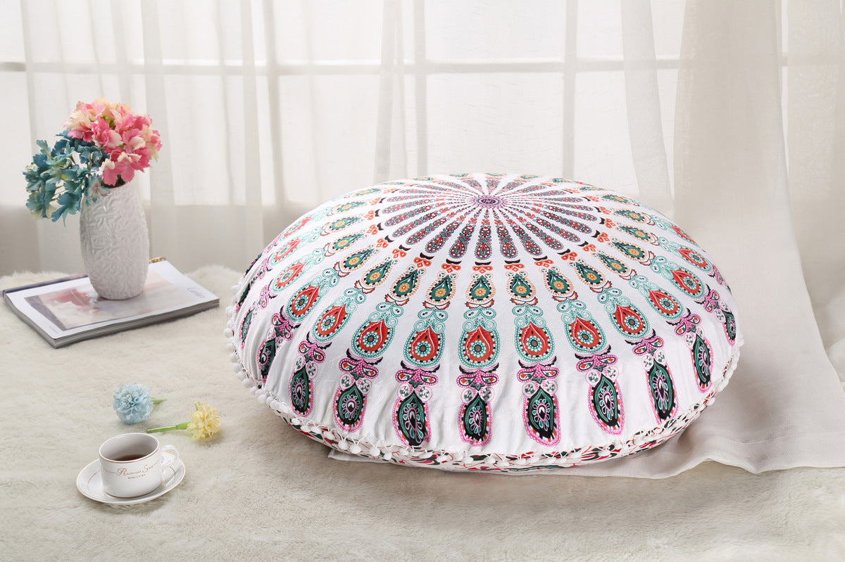 Colorful Mandala Floor Pillow - Bohemian Meditation Cushion